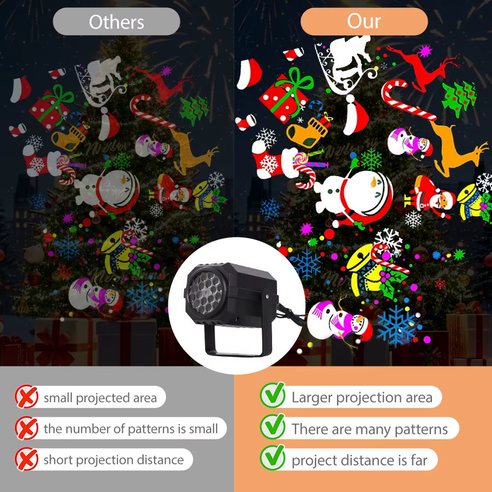 NEW Christmas Projector Lights Outdoor Holiday Laser 16 Pattern Slide LED Projection Lamp for Indoor Party Christmas Decoration