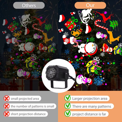 NEW Christmas Projector Lights Outdoor Holiday Laser 16 Pattern Slide LED Projection Lamp for Indoor Party Christmas Decoration
